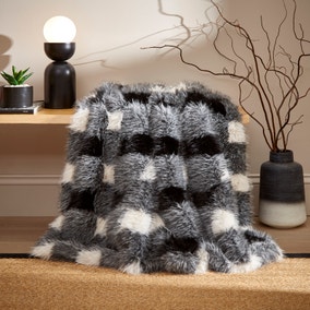 Buffalo Check Fur Throw, 130cm x 180cm