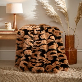 Global Leopard Print Faux Fur Throw, 130cm x 180cm