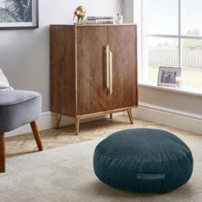 Shiny Velour Blue Floor Cushion