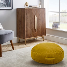 Shiny Velour Ochre Floor Cushion