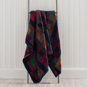 Super Soft Textured Check Multicoloured Throw